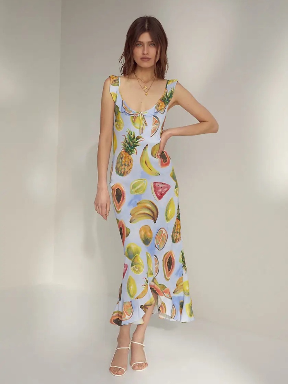 Rare Wilfred Fruit Print Sleeveless Slip Dress L